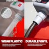 Battery Powered 2.6GPM Fuel Transfer Pump Durable Vinyl vs Weak Plastic Hose