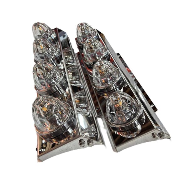 Peterbilt 589 Front Air Cleaner Bracket With 4 Watermelon Light Holes - Example With LEDs