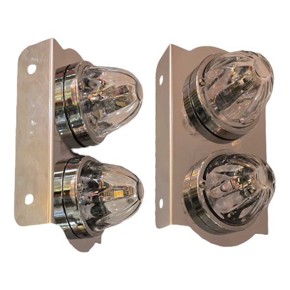 Peterbilt 579 Front Mount Mirror Light Bracket With 2 Watermelon Light Holes - LEDS Installed (Not Included)