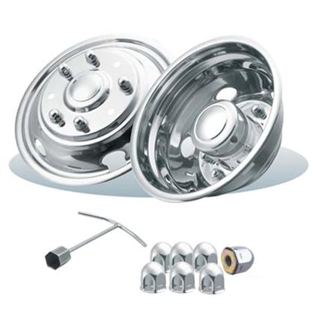 Ford F450 F550 19.5" x 6" Stainless Steel Wheel Simulator Full Kit