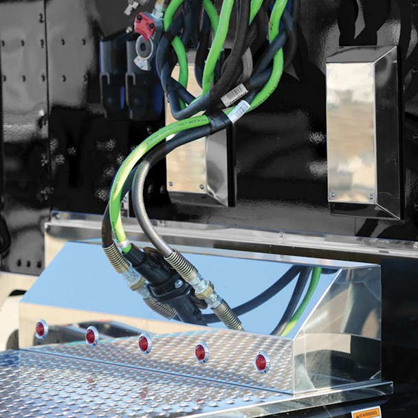 Peterbilt 567 579 589 Sleeper Air Bag Shock Covers - Installed, Close View