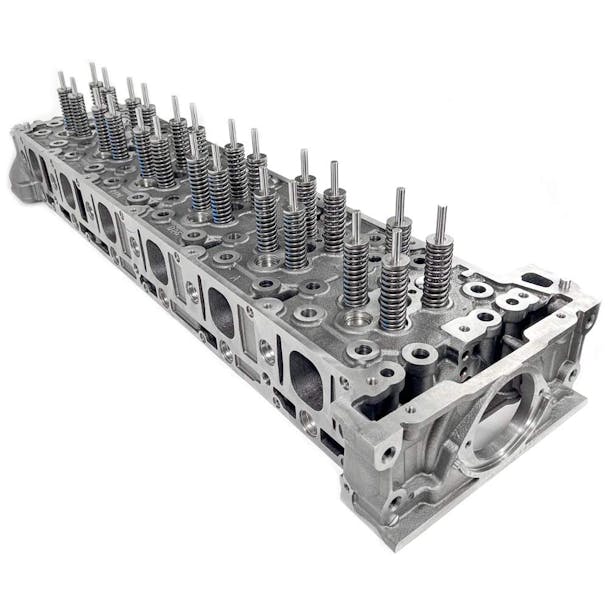Big Boss Detroit Diesel DD15 Cylinder Head By PDI Right Side of Cylinder With Visible Valves & Springs