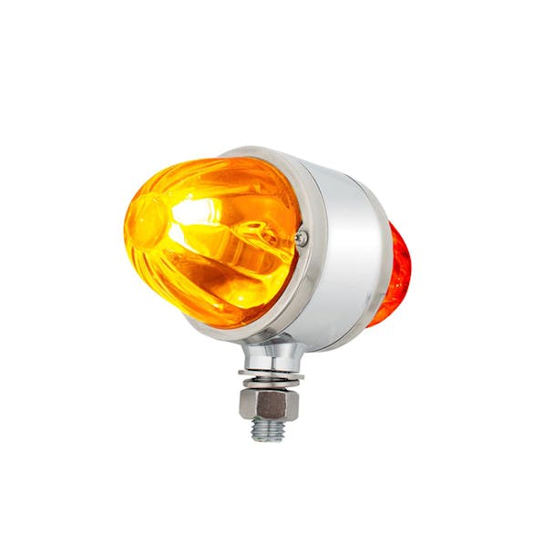 Star-Burst Chrome Double Face Glass Watermelon Lens 1157 Bulb Kit - Front Side, Angled (On)