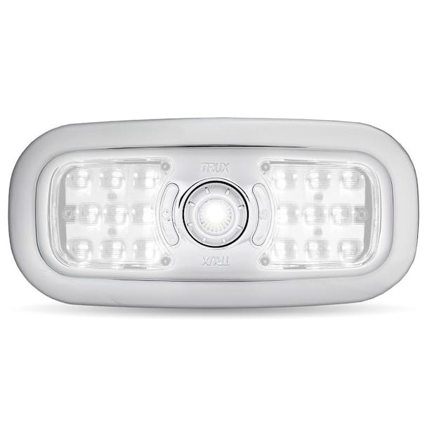 LED Interior Dome & Map Light With Chrome Bezel - White light On