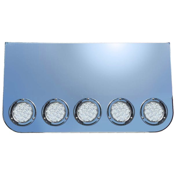 34″X18″ Rounded Corner 304 SS Rear Center Panel With 5-4″ Light Holes - Panel Only