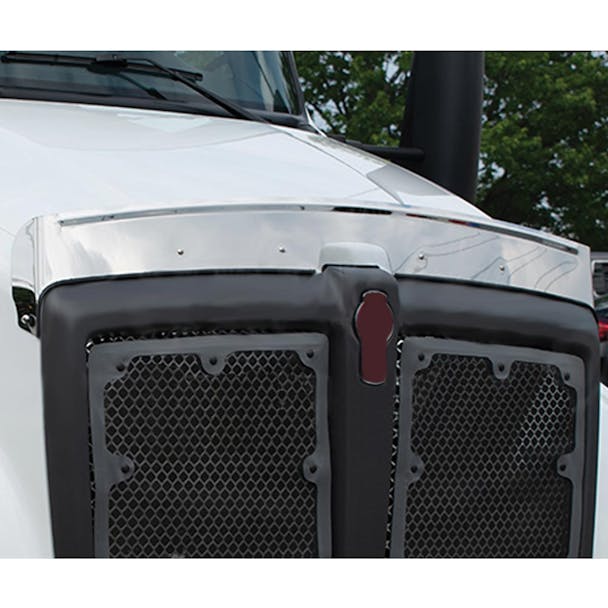 Kenworth Peterbilt 2023+ Aerohood Premium 304 Stainless Steel Bug Deflector - Installed On Truck