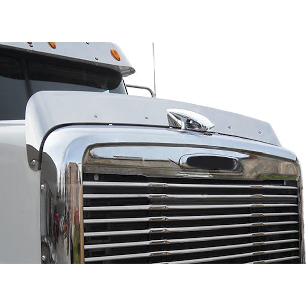 Freightliner Coronado 2010+ Premium 304 Stainless Steel Bug Deflector - Installed on truck