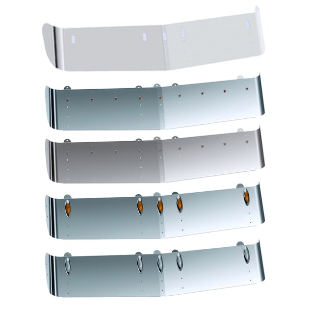 Freightliner Cascadia 2008-2013 Premium 304 Stainless Steel 15.5" Sunvisor - All Options