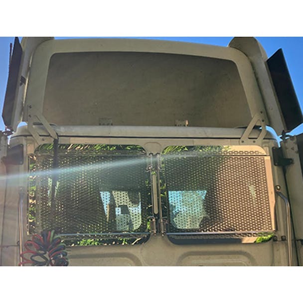 Freightliner Cascadia Premium 304 Stainless Steel Rear Window Guard - installed on truck