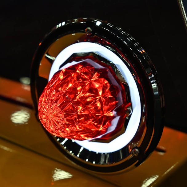 Halo Glow Light Mounted Around Red Watermelon Light - Angled View White