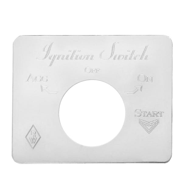 Ignition Key Switch Plate - Engraved Ignition Switch, On, Off, ACC, Start, Rockwood Logo 