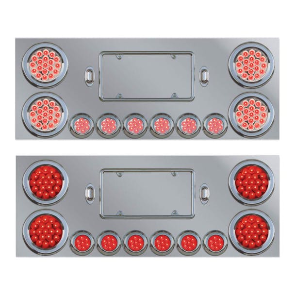 Stainless Steel Rear Center Panel Kit - Red Lens & Clear Lens