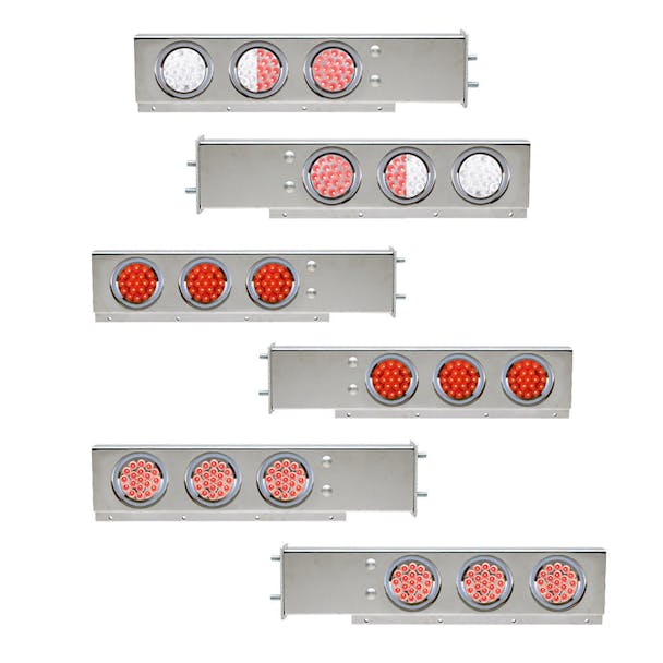  Stainless Steel 30" Flat Top Mud Flap Hanger - Clear Lens, Red Lens, Dual Revolution