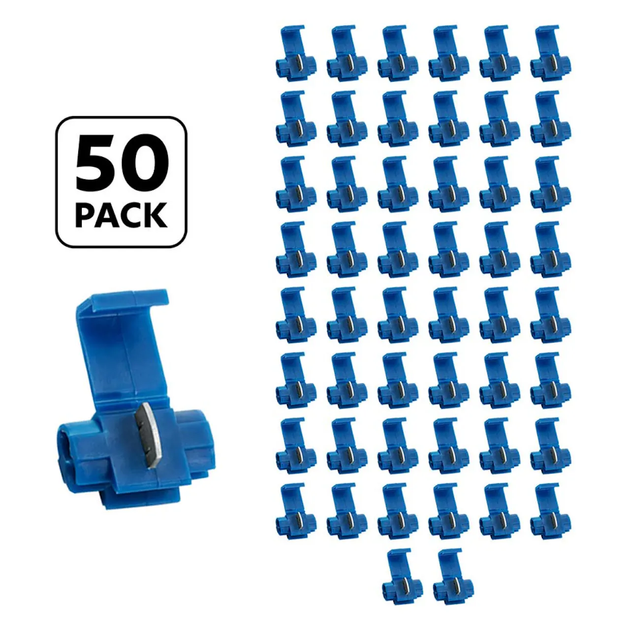 50 Pack 18-14 AWG Blue Snap Lock Tap Splice Connector
