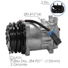 Kenworth Peterbilt AC Compressor 75R81472Q 7H15, A2 clutch, 2-groove 125mm pulley, 12V, 180cc PAG46 oil, R134a compatible, with direct short body design.