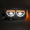 Peterbilt 379 Chrome LED Headlight Assembly With Half Moon DRL and Mounting Arm ALL LIGHT