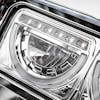 Peterbilt 379 Chrome LED Headlight Assembly With Half Moon DRL and Mounting Arm LED CLOSEUP