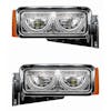 Peterbilt 379 Chrome LED Headlight Assembly With Half Moon DRL and Mounting Arm BOTH SIDES