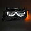Peterbilt 379 Blackout LED Headlight Assembly With Half Moon DRL and Mounting Arm DRL TURN SIGNAL