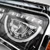 Peterbilt 379 Blackout LED Headlight Assembly With Half Moon DRL and Mounting Arm LED CLOSEUP