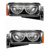 Peterbilt 379 Blackout LED Headlight Assembly With Half Moon DRL and Mounting Arm BOTH SIDES
