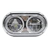 Peterbilt 359 Style Chrome Dual Round Halo Full LED Guide Style Headlight Assembly DRIVER