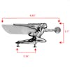 Goddess Of Speed Pewter Hood Ornament Measurement 8.85 Length 2.7 Height 2.36 Bolt to Bolt
