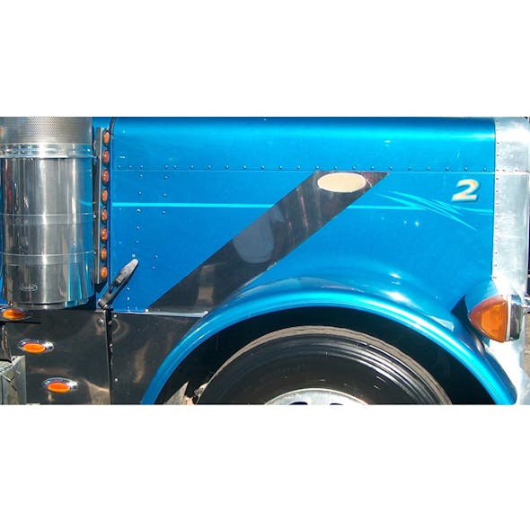Peterbilt 379 Stainless Steel Hood Emblem Trim - Blue Truck
