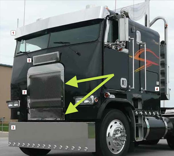 reightliner FLA Cabover Two-Piece Grill With Freightliner Logo Holes