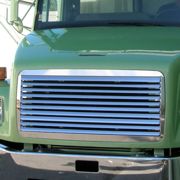 Freightliner FL 50 60 70 80 Stainless Steel Grill Insert On Green Truck