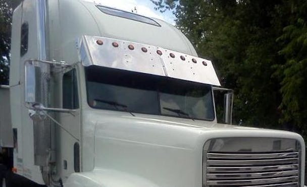 Freightliner FLD and Classic Condo Roof Drop Visor Stainless