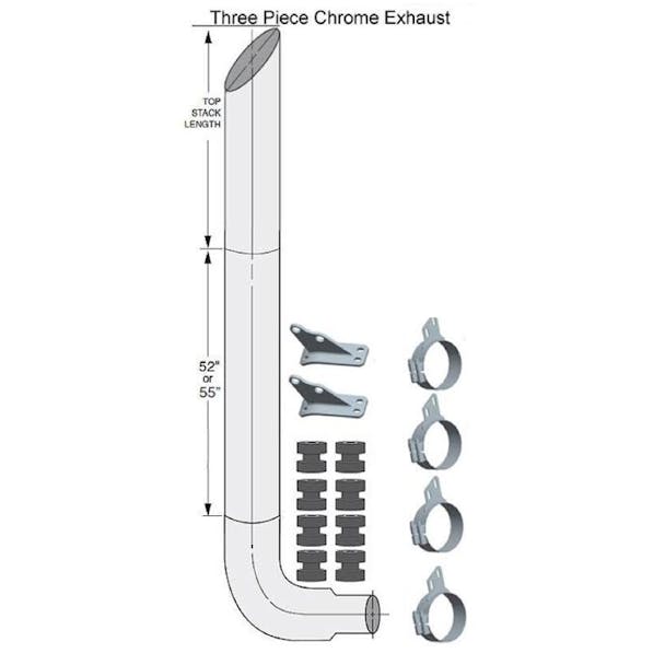 Peterbilt 359/379 7" Lincoln Chrome Exhaust Kit