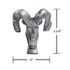 Chrome Ram's Head Hood Ornament Measurements