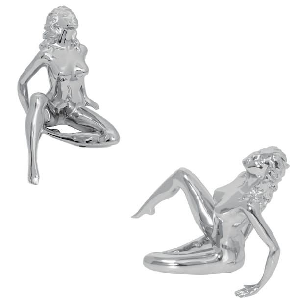 Chrome Nude Lady Hood Ornament