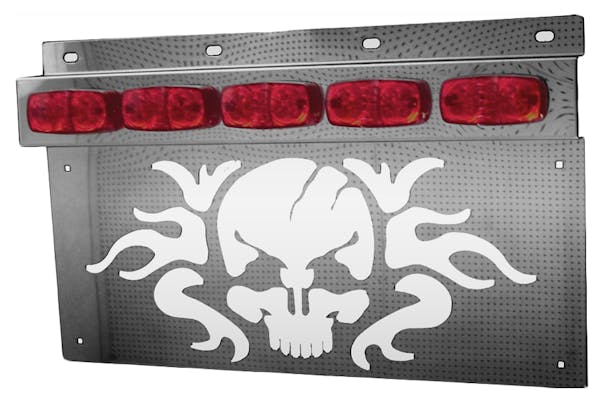 Stainless Skull Mud Flap Hanger Light Bracket With Tiger Eye LEDs (Pair)