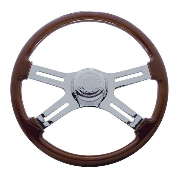 18" Mahogany 4 Chrome Spoke Steering Wheel